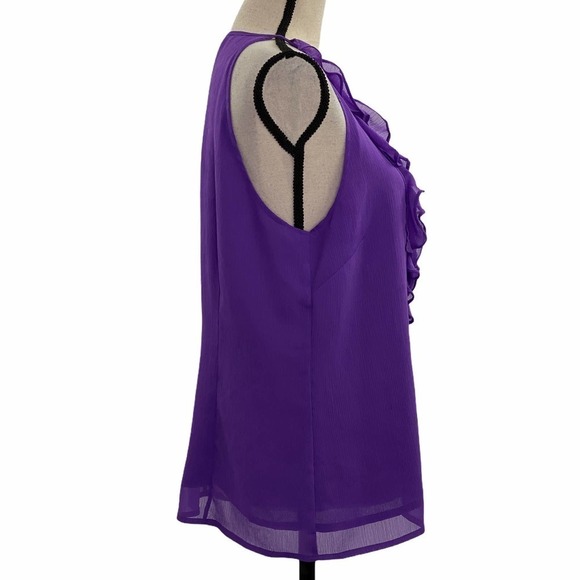 SUNNY Leigh Ruffled Purple Sleeveless Blouse PL - Picture 4 of 12